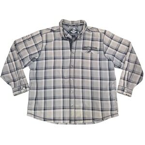 Harley Davidson Mens‎ Heavy Plaid Flannel Long Sleeve Over Shirt Gray 3XL
